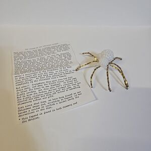 Legend of the Christmas Spider Beaded Spider White Gold 4" with print out
